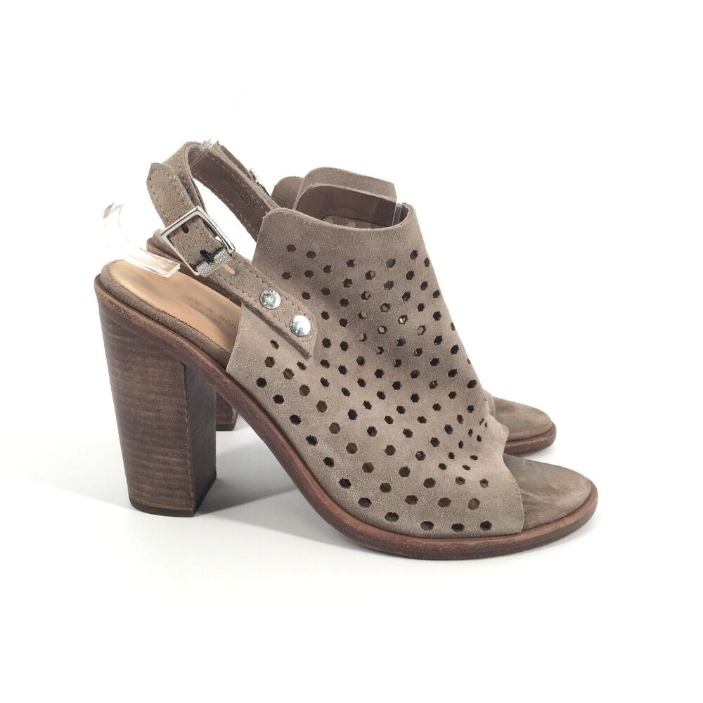 Rag & Bone Wyatt Taupe Perforated Open Toe Sandals Size 38.5 Womens Cream